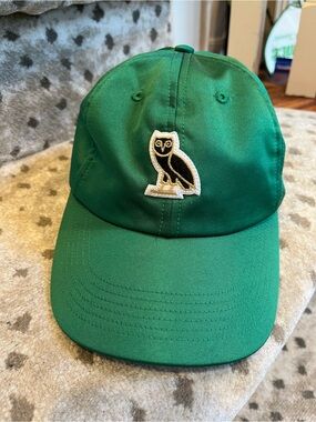 Octobers Very Own Drake Owl Logo Satin Emerald Green Baseball Cap/Hat